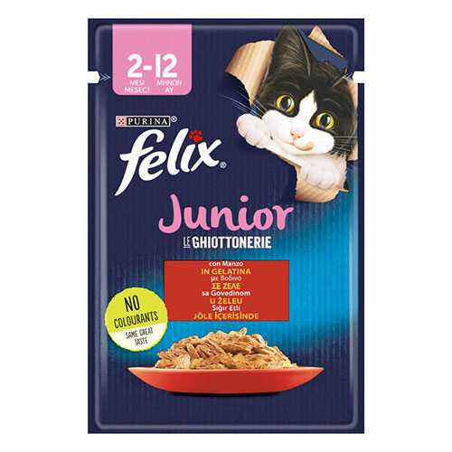 Felix Pouch Jöle İçinde Sığır Etli Yavru Kedi Konservesi 85gr